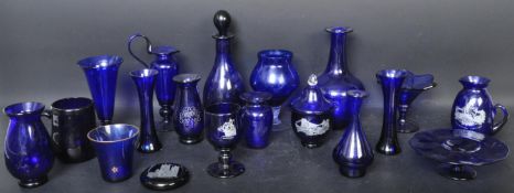 COLLECTION OF BRISTOL BLUE GLASS