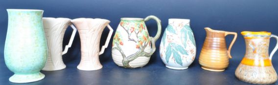 MIXED SELECTION OF ART DECO AND LATER JUGS / VASES