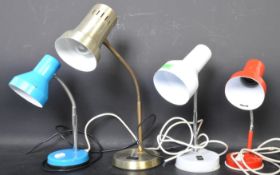 A COLLECTION OF FOUR RETRO VINTAGE METAL DESK LAMPS