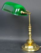 MID CENTURY STYLE BRASS & GLASS BANKERS LAMP