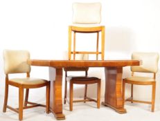 1930S ART DECO WALNUT DINING TABLE & CHAIRS