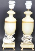 PAIR OF 1940S ONYX & BRASS TABLE LAMPS