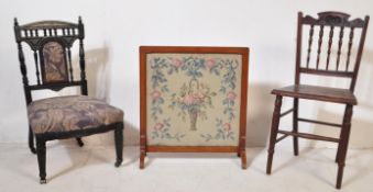 EARLY 20TH CENTURY EDWARDIAN INLAID CORNER CHAIR AND MORE