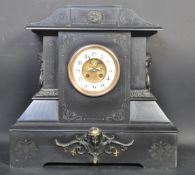 CIRCA 1900 SLATE MANTEL CLOCK OF ARCHITECTURAL FORM