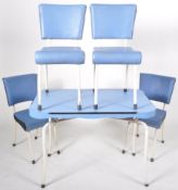 1950S BLUE VINTAGE DINING SUITE - TABLE & CHAIRS