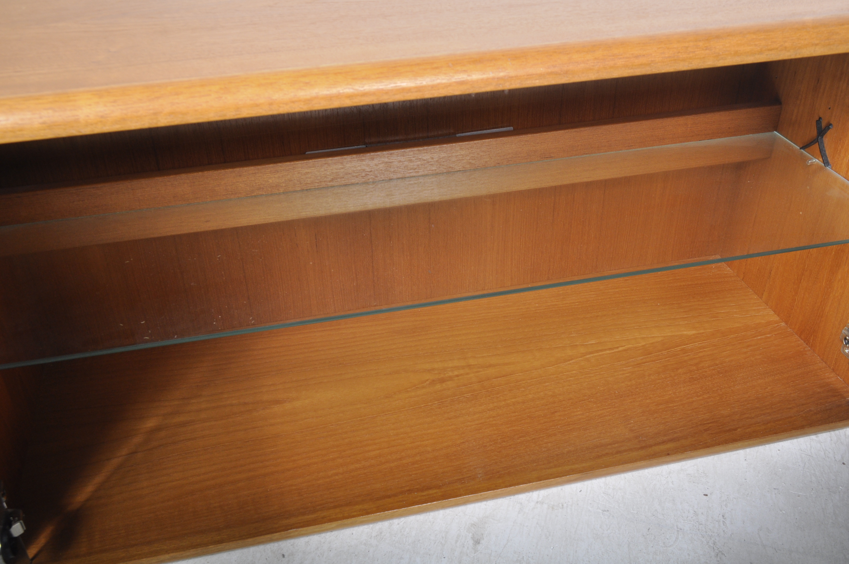 MATCHING PAIR OF MODULAR TEAK AND SMOKED GLASS CABINETS - Image 2 of 4