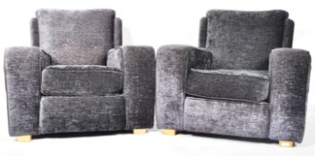 MATCHING PAIR OF ART DECO RE-UPHOLSTERED ARMCHAIRS
