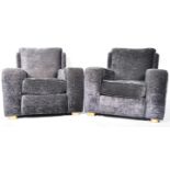 MATCHING PAIR OF ART DECO RE-UPHOLSTERED ARMCHAIRS