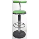 MID CENTURY CHROME & GREEN BARSTOOL