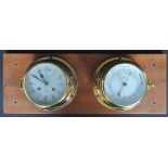 VINTAGE SCHATZ SHIPS BRASS CLOCK & BAROMETER - COMPENDIUM