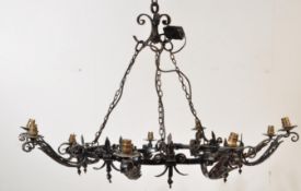 LARGE GOTHIC BLACK METAL CHANDELIER