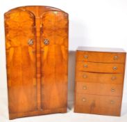AN 1930S ART DECO WARDROBE W/ CHEST OF DRAWERS