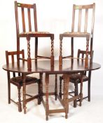 A VINTAGE DINING SUITE - MAHOGANY GATELEG TABLE WITH 4 CHAIRS