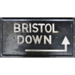 EARLY 20TH CENTURY BRISTOL DOWN TRAIN STATION ROAD SIGN