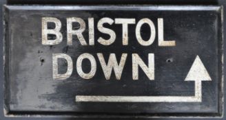 EARLY 20TH CENTURY BRISTOL DOWN TRAIN STATION ROAD SIGN