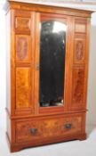 EDWARDIAN SATIN WALNUT ARMOIRE DOUBLE WARDROBE