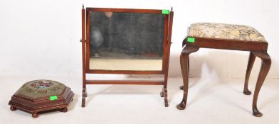 COLLECTION OF EARLY 20TH CENTURY FURNITURE - STOOLS & MIRROR