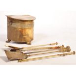 COMPANION SET OF VINTAGE 20TH CENTURY BRASS FIRESIDE ITEMS