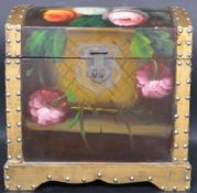 VINTAGE HAND PAINTED DOME WOODEN TOP CHEST