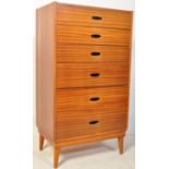 RETRO VINTAGE TEAK WOOD CHEST OF DRAWERS WITH PIERCED PULLS