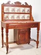 EDWARDIAN RED MARBLE WASHSTAND WITH TILED SPLASHBACK