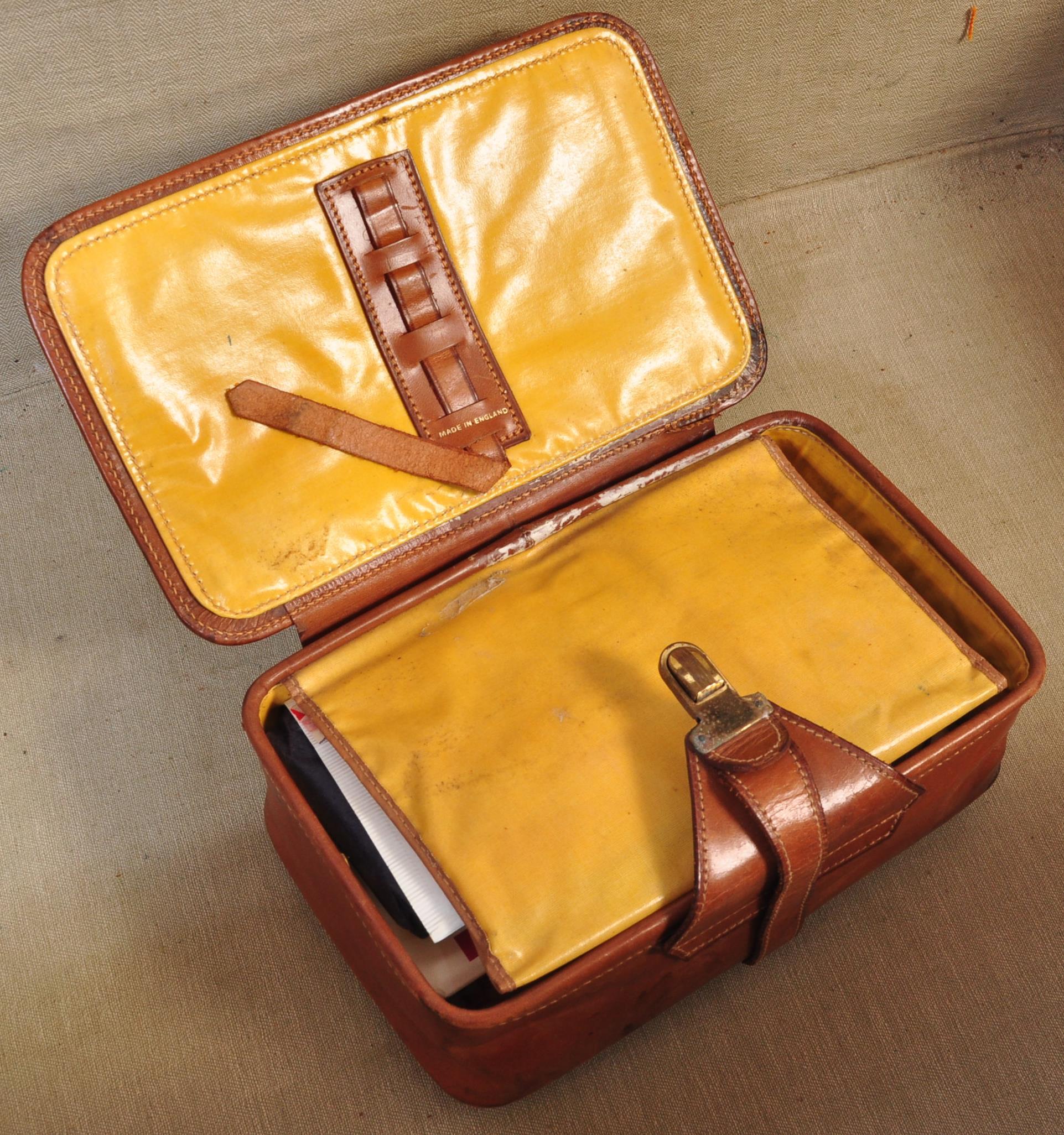 VINTAGE LEATHER SUITCASE WITH ANOTHER & ADVERTSING BOXES - Image 6 of 12