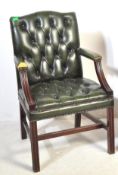 VINTAGE GREEN LEATHER GAINSBOROUGH CHAIR