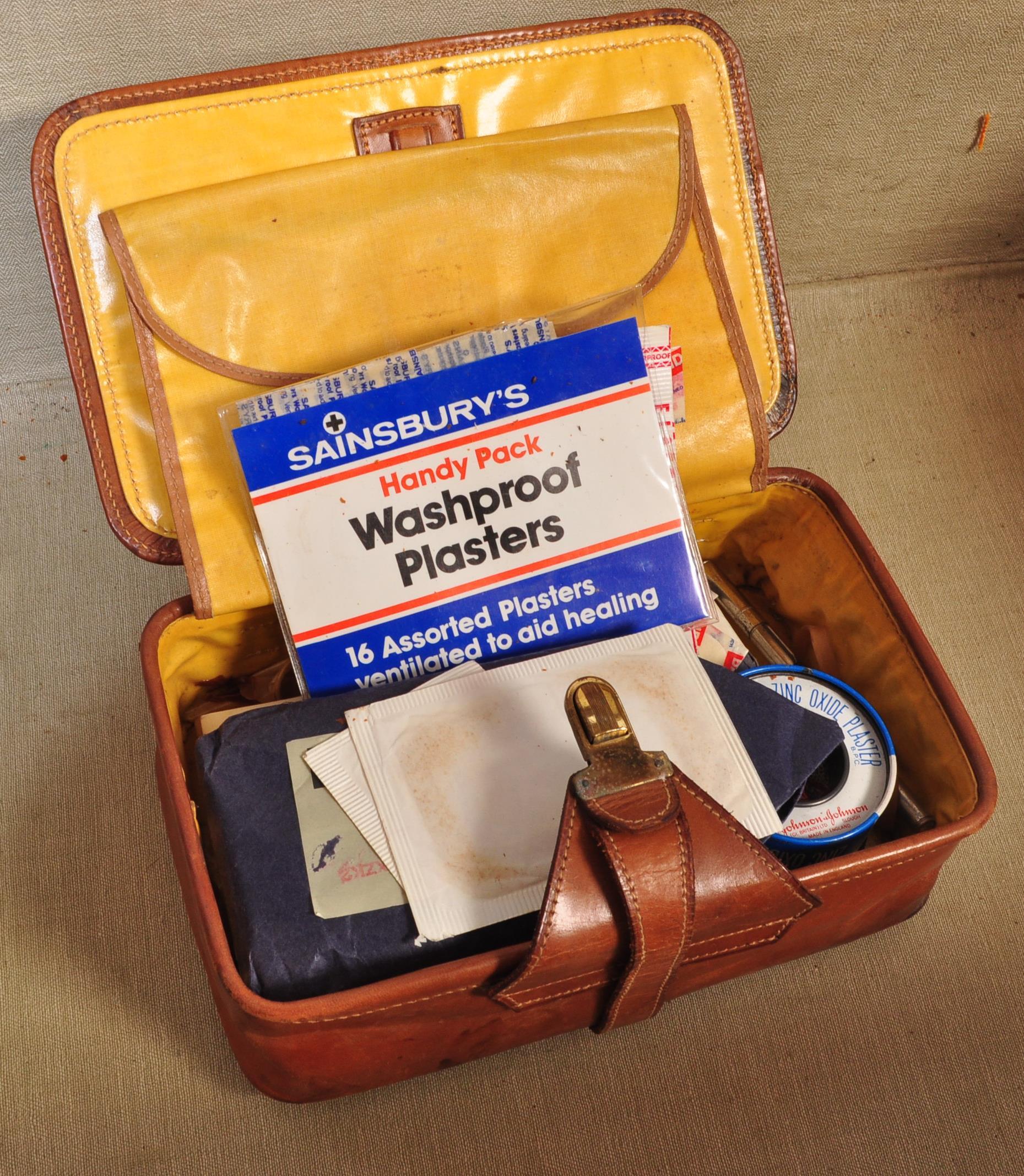 VINTAGE LEATHER SUITCASE WITH ANOTHER & ADVERTSING BOXES - Image 7 of 12