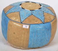 VINTAGE MOROCCAN PATCHWORK LEATHER POUFFE STOOL