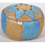 VINTAGE MOROCCAN PATCHWORK LEATHER POUFFE STOOL