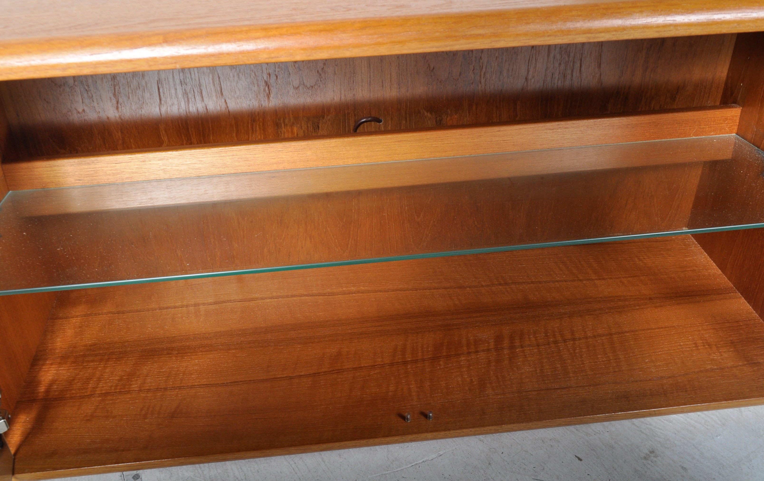 MATCHING PAIR OF MODULAR TEAK AND SMOKED GLASS CABINETS - Image 3 of 4