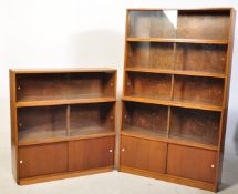 TWO RETRO 1940S PHEONIX FIGURES OAK DISPLAY BOOK CASES