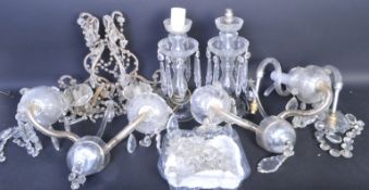 VINTAGE CUT GLASS CHANDELIERS & LUSTRE TABLE LAMPS