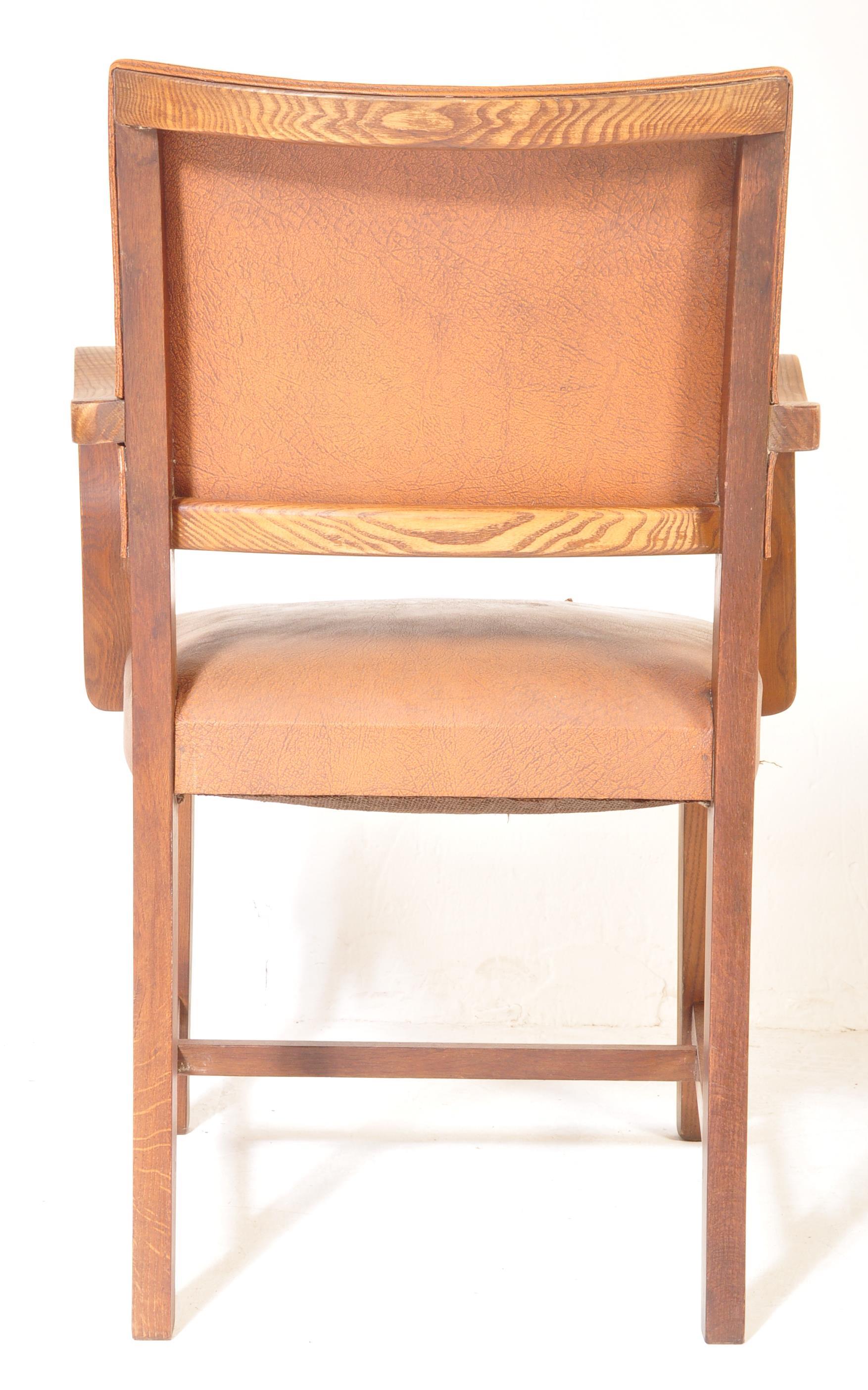 VINTAGE RETRO OAK & LEATHER UPHOLSTERED DESK CHAIR - Image 7 of 7