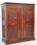 19TH CENTURY CARVED OAK CHEST/ CABINET