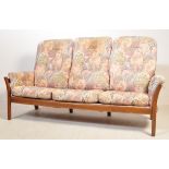 A RETRO VINTAGE 1960S ERCOL SAVILLE 3 SEATER SOFA W/ ARMCHAIR