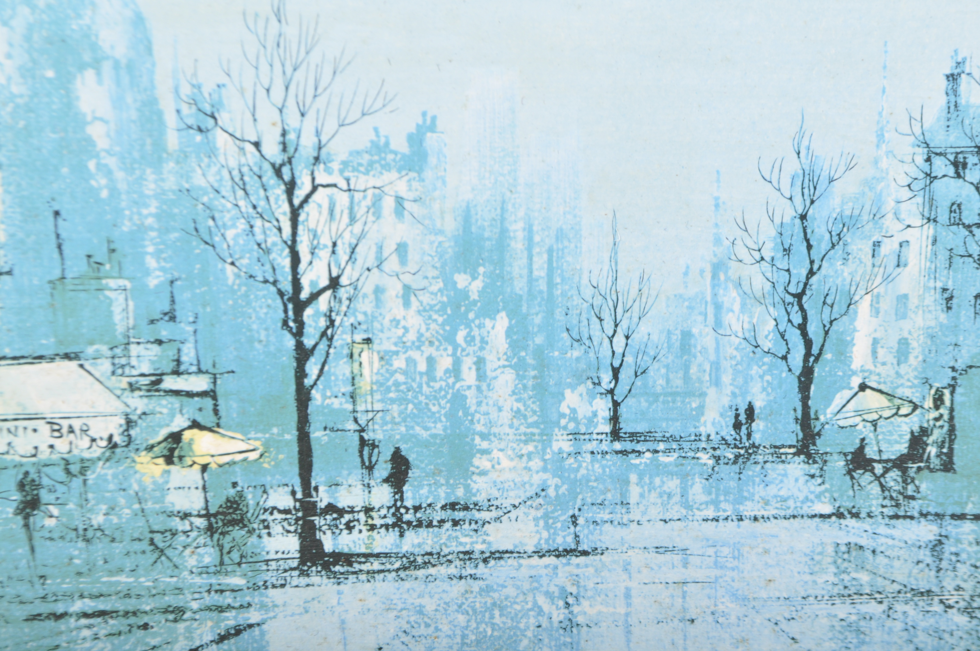 HOLLAND - MID CENTURY PRINT ON BOARD DEPICTING A CITY SCENE - Image 6 of 7