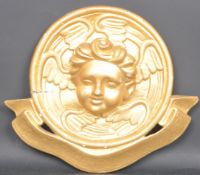 19TH CENTURY FRENCH CARVED GILT CHERUB HANGING PLAQUE