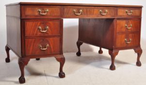 QUENN ANNE REVIVAL 1920S TWIN PEDESTAL WRITING DESK