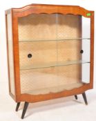 A RETRO VINTAGE 1950S WALNUT DISPLAY / CHINA CABINET