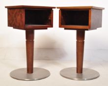 PAIR OF 20TH CENTURY FAUX BURR WALNUT BEDSIDE TABLES