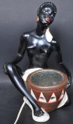 RETRO VINTAGE CIRCA 1960S LAMP OF A SEATED AFRICAN LADY