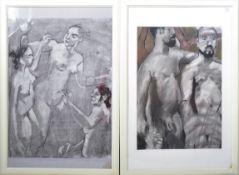 SNB - TWO CONTEMPORARY CHARCOAL ON PAPER NUDE DRAWINGS
