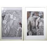 SNB - TWO CONTEMPORARY CHARCOAL ON PAPER NUDE DRAWINGS