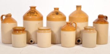 A COLLECTION OF LARGE 20TH CENTURY STONEWARE FLAGONS