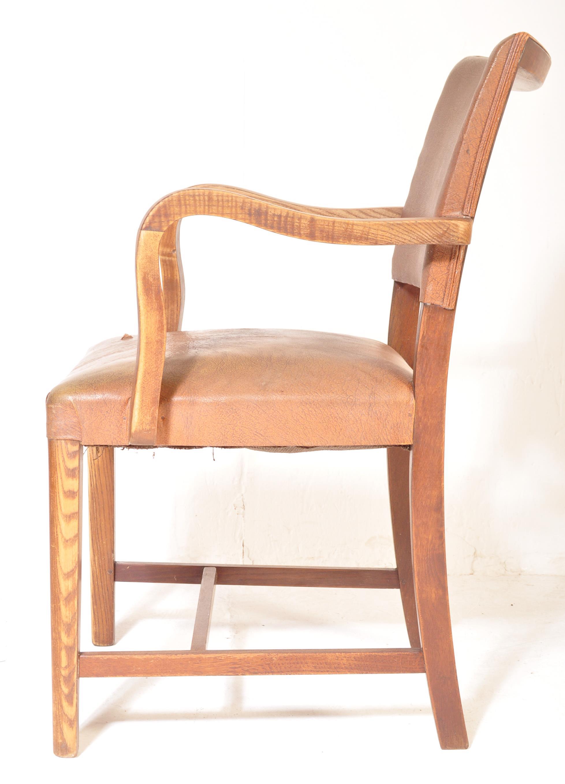 VINTAGE RETRO OAK & LEATHER UPHOLSTERED DESK CHAIR - Image 6 of 7