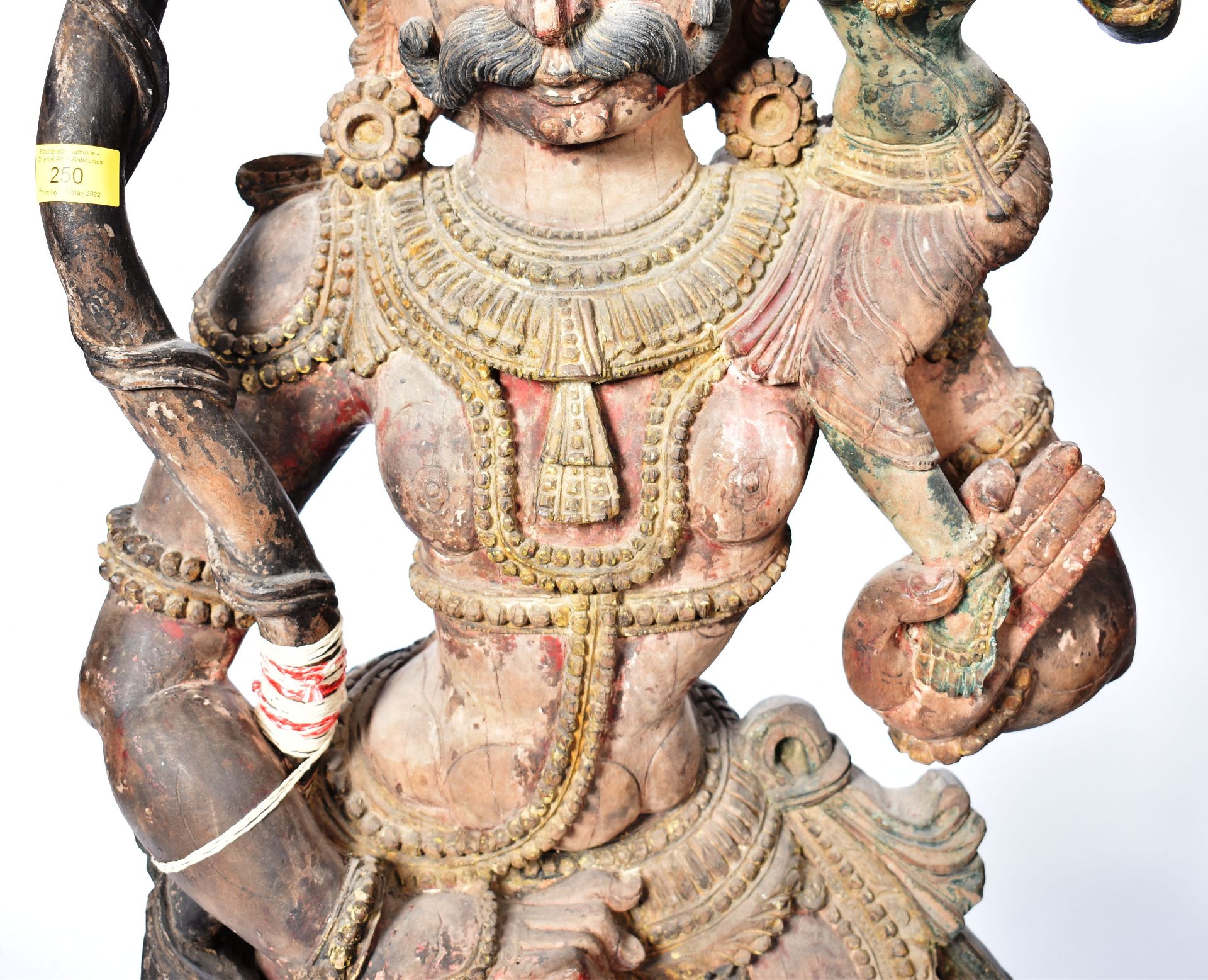 LARGE HINDU WOODEN TEMPLE SIZE CARVING NARASIMHA LAKSHMI - Image 3 of 7