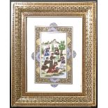 19TH CENTURY ANGLO INDIAN PERSIAN MUGHAL IVORY PANEL IN FRAME