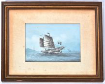 19TH CENTURY OIL OF A CHINESE JUNK SHIP