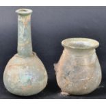 TWO PIECES OF ANCIENT ROMAN GLASS